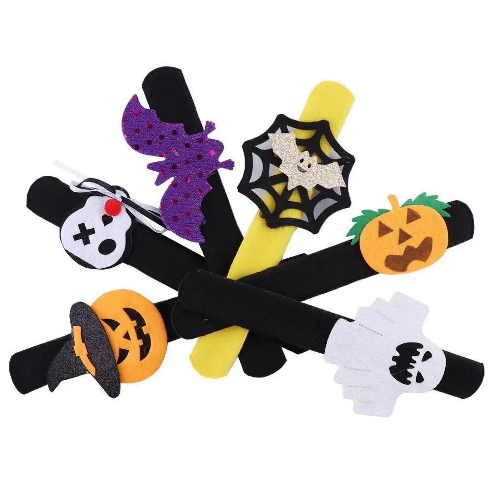 

50pcs Bracelet Halloween Pop Circle Brace Lace Kids Party Favor Costume Snap Bands Kiddie Universal Wristband Fidget Toy