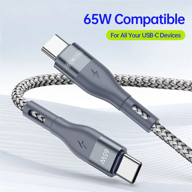 

Dual Port Type-C Cable PD 65W for Xiaomi Samsung Huawei Fast Charging Data Sync USB C Cable for Samsung Oneplus Mobile Phone