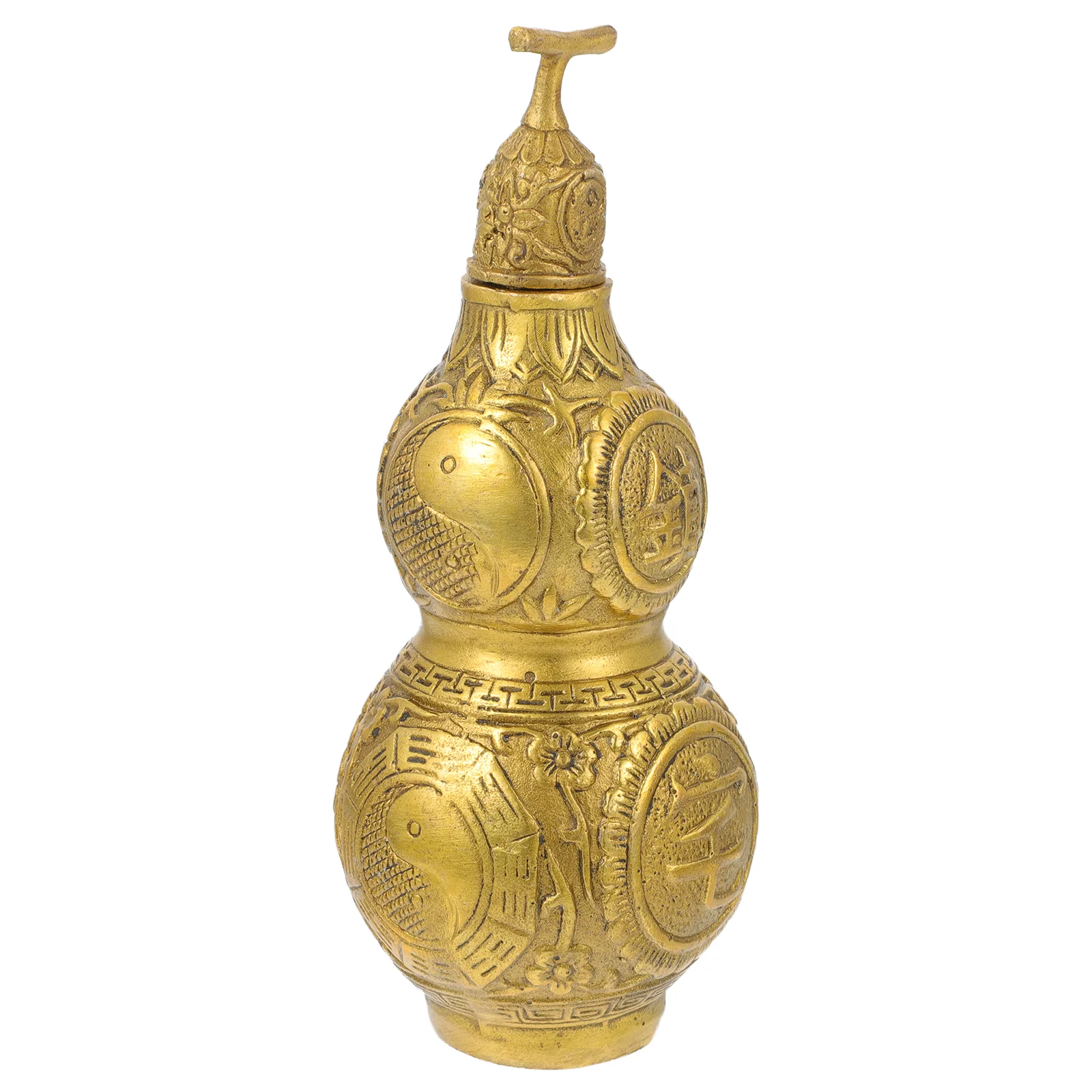 

Prosperity Statue Wealth Peaceful Statue Brass Wu Statue Chinese Gourd Chinese Sculpture Gourd Statue