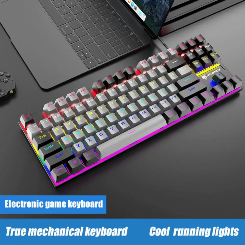 

Gaming Keyboard Electronic Game Water Proof Mixed Color Light Rgb Usb Mini Usb Computer Accessories Multi-color Keycap 87-key