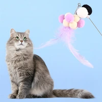 cat toy cat toys interactive funny colorful feather toys for cats teaser self hi relief plush ball stick pet toy pet products