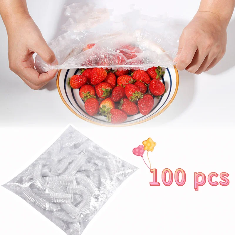 

100 шт. одноразовые пищевые пакеты для хранения, пакеты для мисок, эластичная тарелка, пластиковые крышки, вакуумные пакеты для кухни, свежие ...