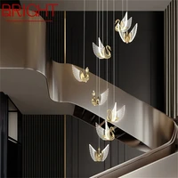 bright nordic creative swan pendant light stairs chandelier hanging contemporary fixtures for home dining room