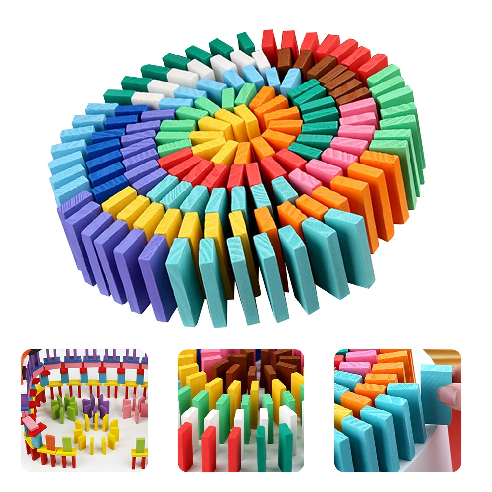 

120pcs Wooden Building Blocks Bulk Dominoes Racing Tile Games for Kids