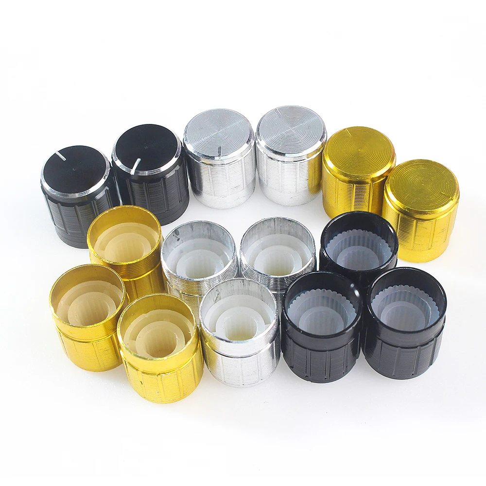 

15PCS Metal Knob Cap 15x17MM Adjustable WH148 Potentiometer knob cap kit, Audio Knob Cap for Sound System, Volume, Speed Control