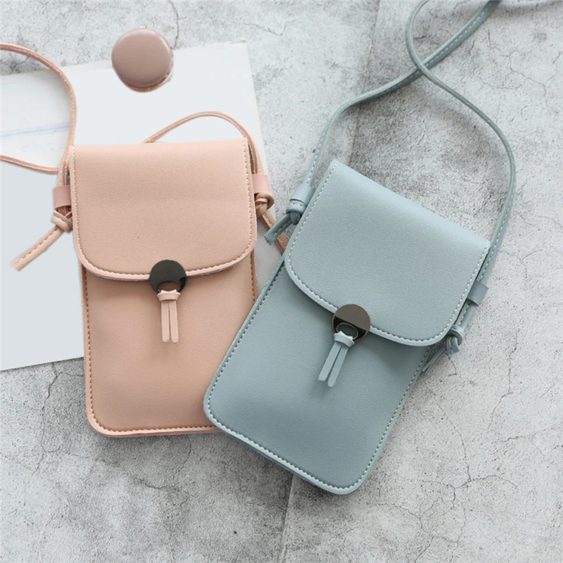 

Transparent Touch Screen Simple Mobile Phone Bag Women Girl PU Chain Messenger Bags Small Flap Bag Mini Shoulder Purses Bag