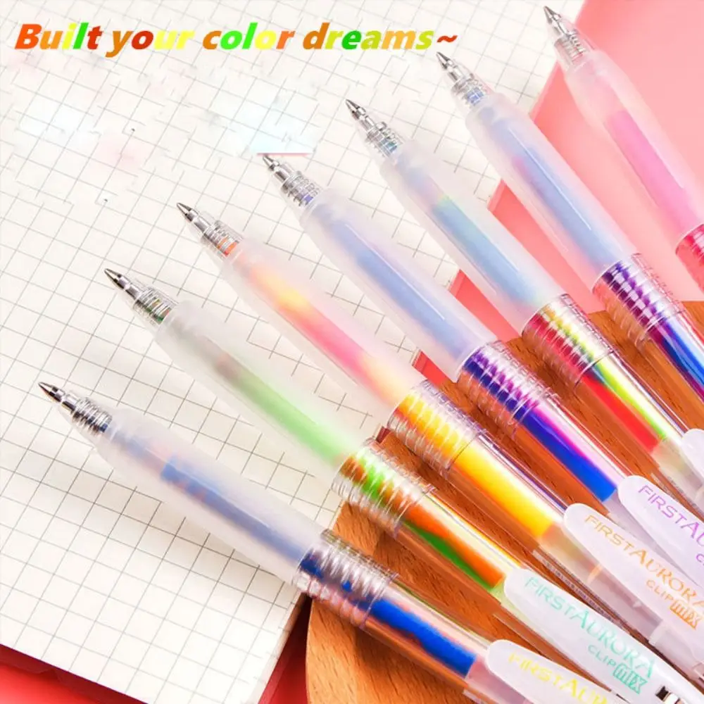 

0.5mm Kawaii Creatie Colourful Rainbow Press Gradient Gel Pen Neutral Pen For Kids School Office Stationery Supplies