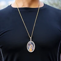 hip hop jewelry custom photo pendant necklace with aaa zircon charms mens cuban chain personalized medallions