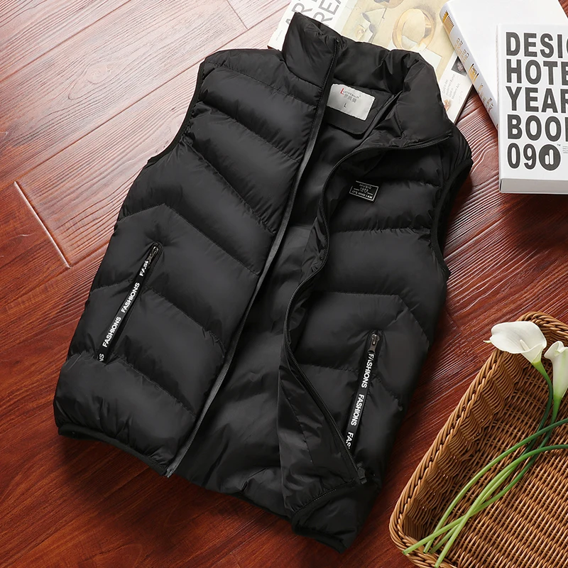 Winter men's sleeveless vest solid color down jacket coat trench coat vest