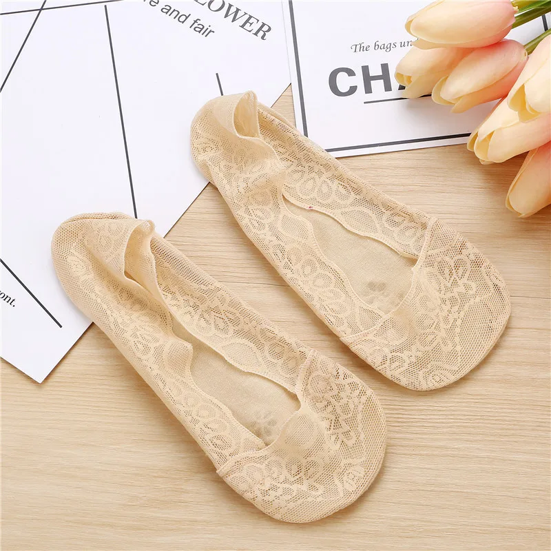 

1 Pairs Boat Socks for women Silicone Invisible Non-slip Slipper Socks Cotton Breathable Mesh Low Cut Ankle Socks Short