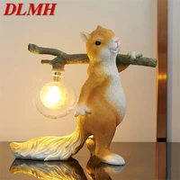 dlmh nordic table lamp creative squirrel led decorative for home children small desk light
