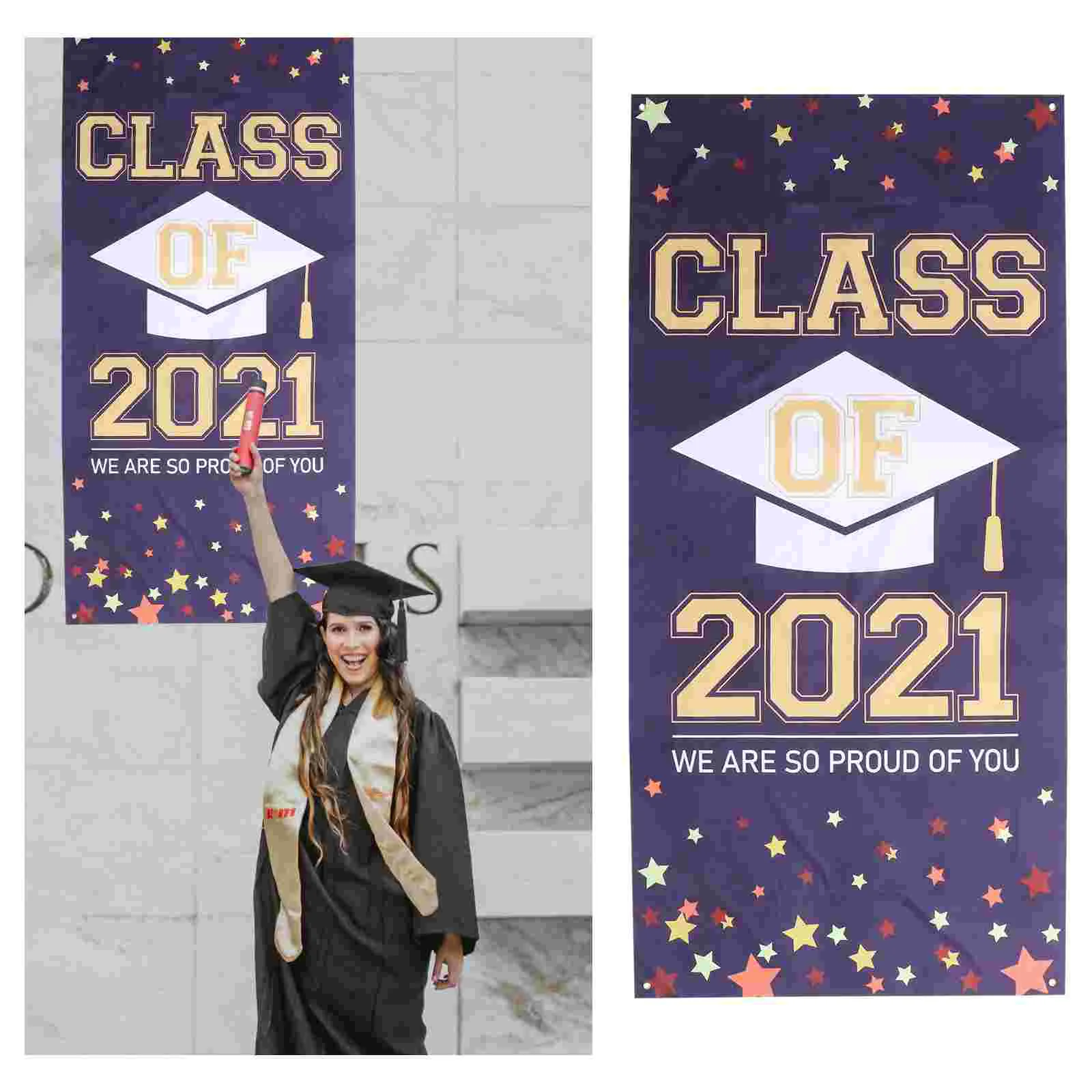 

1pc Graduation Decora Party Supply Class of 2021 Banner Grad Photo Backdrop