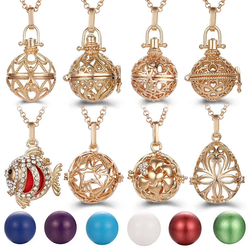 

Value For Money Aromatherapy Goldfish Zircon Cage Locket Necklace 8Pcs/Set-6Pcs/Set Combination Woman Pendant Diffuser Jewelry
