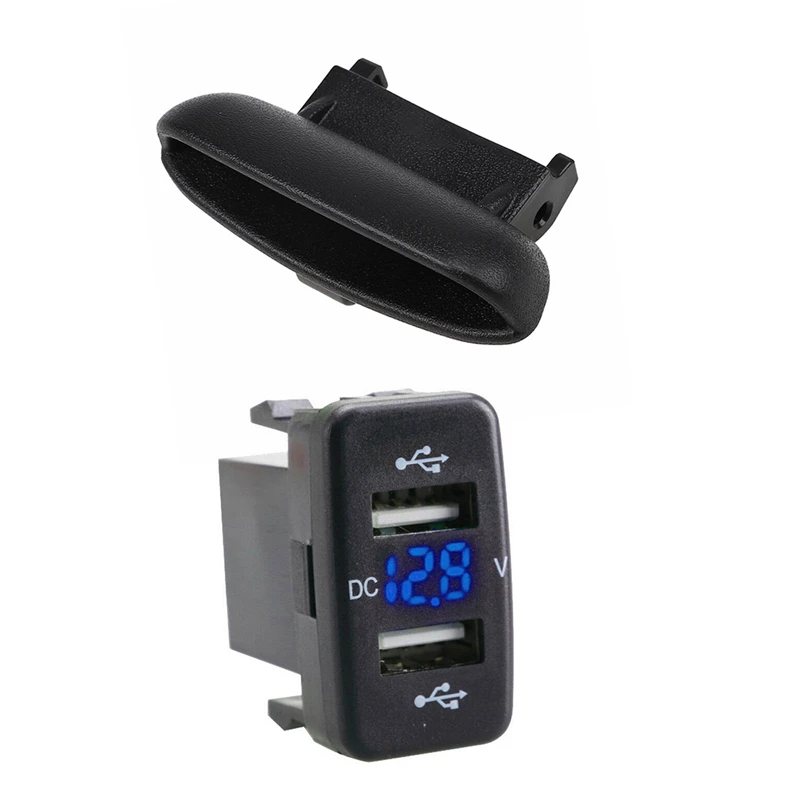 

Автомобильное зарядное устройство с двумя Usb-портами, адаптер с отображением напряжения, подходит для Toyota Blue, с автоматическим подлокотнико...