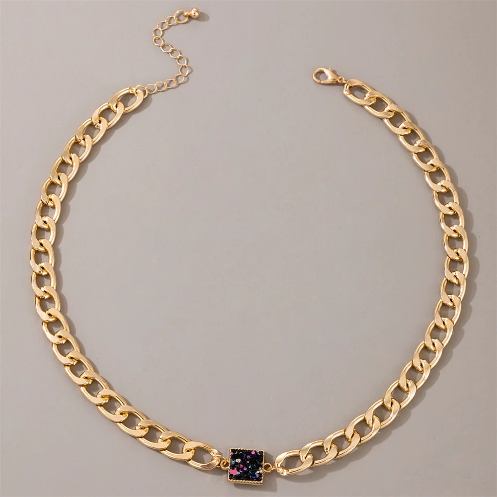 Женское Ожерелье-чокер в стиле бохо плоская и толстая цепочка золотого цвета с