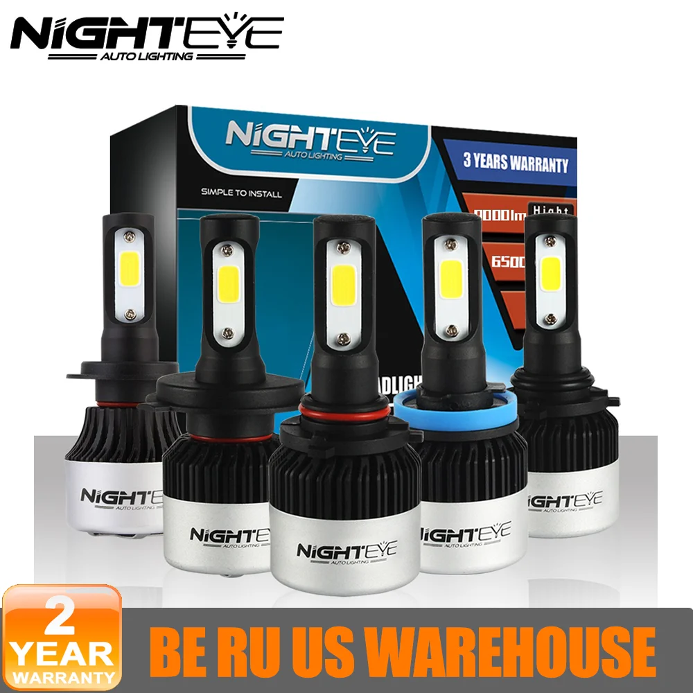 

NIGHTEYE Super Bright Car Headlights H7 LED H4/HB2/9003 Led H8/H9/H11 HB3/9005 HB4/9006 72W 9000LM Automobiles Headlamp 6500K