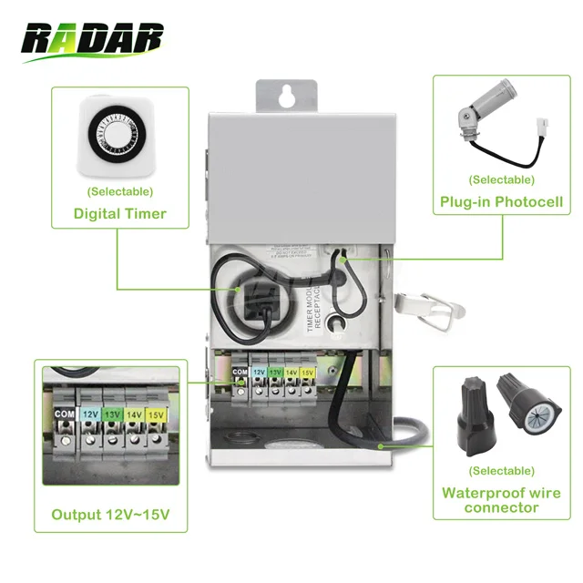 Трансформатор освещения с несколькими кранами 50 Вт из нержавеющей стали низкое