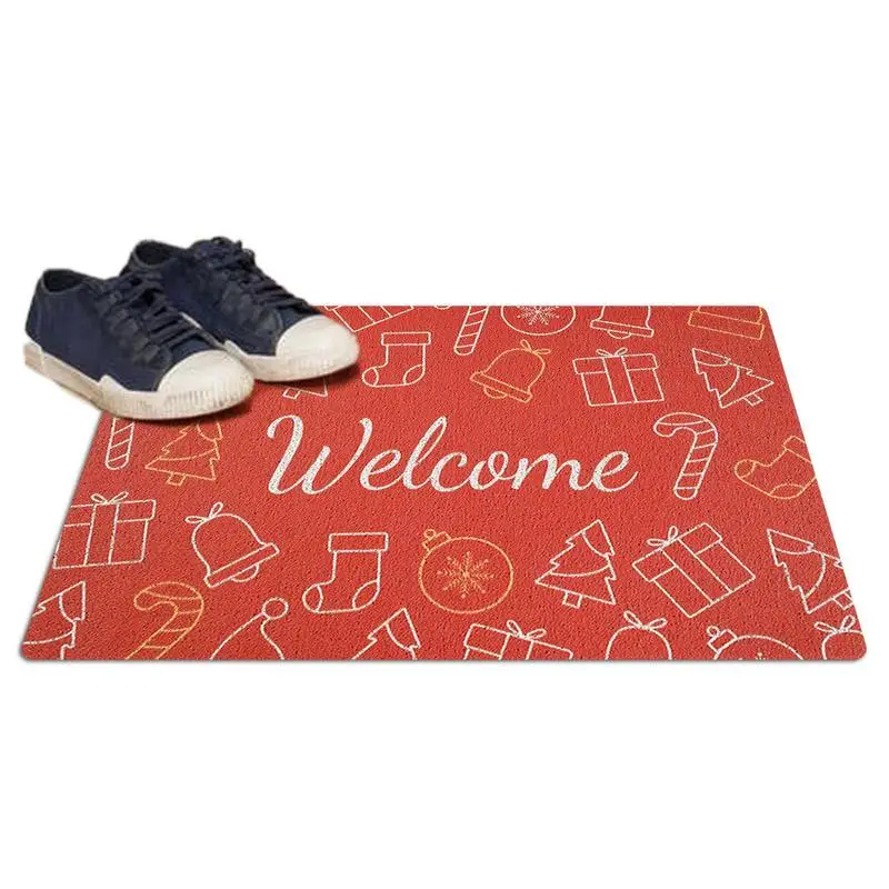 

Рождественские коврики для дверей, рождественские красные коврики для дверей с нескользящей подложкой, утолщенный впитывающий моющийся ко...