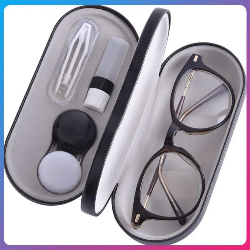 

Стильные двухслойные кожаные модные простые бытовые очки для хранения в ручном стиле Разноцветные контактные линзы