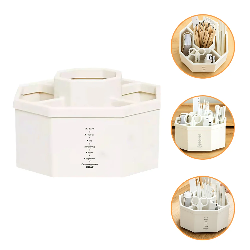 

Rotating Pen Pencil Holder Desk Organizer 5 Compartments Stationary Organizer