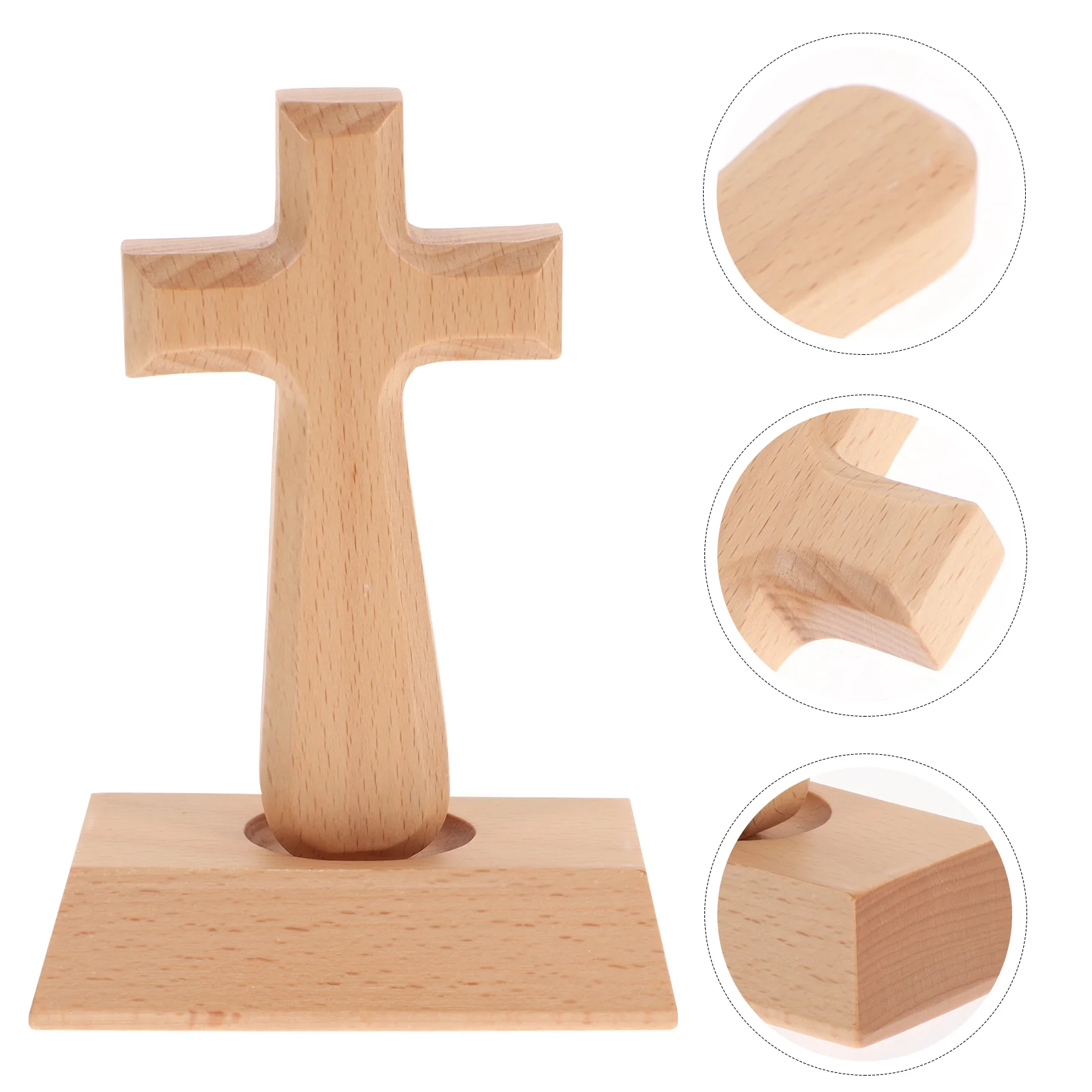 

Wood Cross Statue Desktop Standing Latin Cross Model Photo Prop Church Altar Cross Ornament for Home Shop Communion