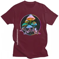 garden of shrooms tshirts for men pure cotton leisure t shirt o neck graphic psylocybin mushrooms tee tops fitted clothing