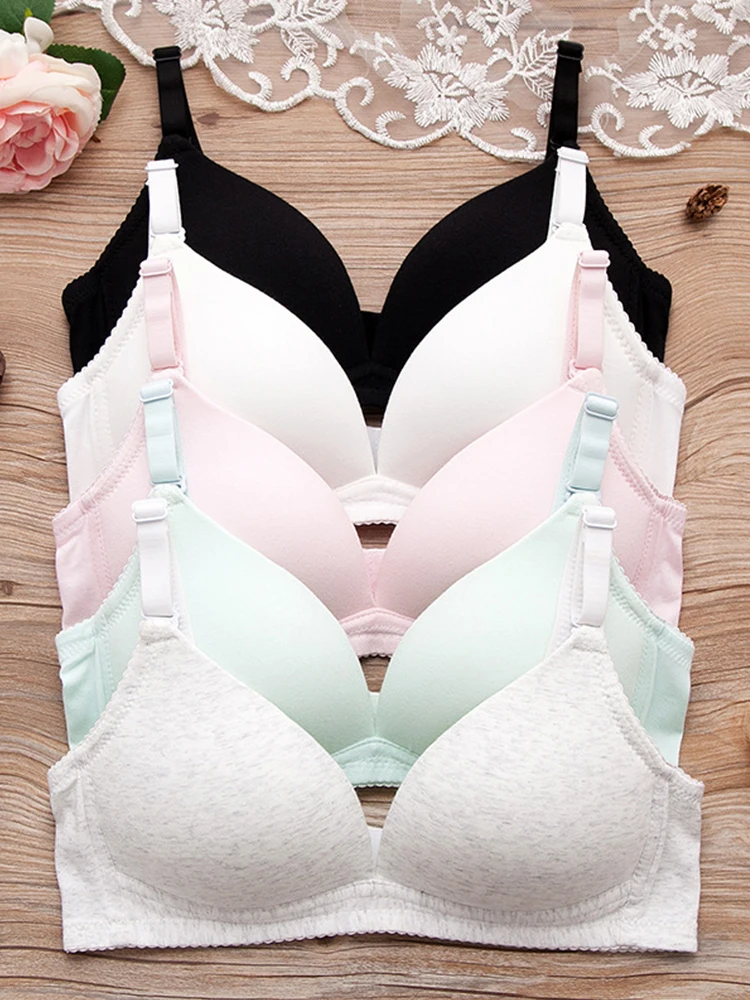 

Teenage Girls Active Bra Wireless Gathered Thin Soft Cotton Underwear Full Cup Push Up Bra Smooth Breathable Lingerie Women