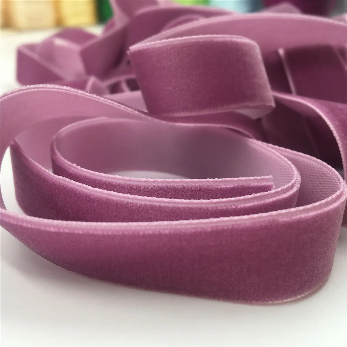 

6mm/9mm/15mm Purple Single Face Velvet Ribbon for Handmade Gift Bouquet Wrapping Home Party Decoration Christmas Inelastic