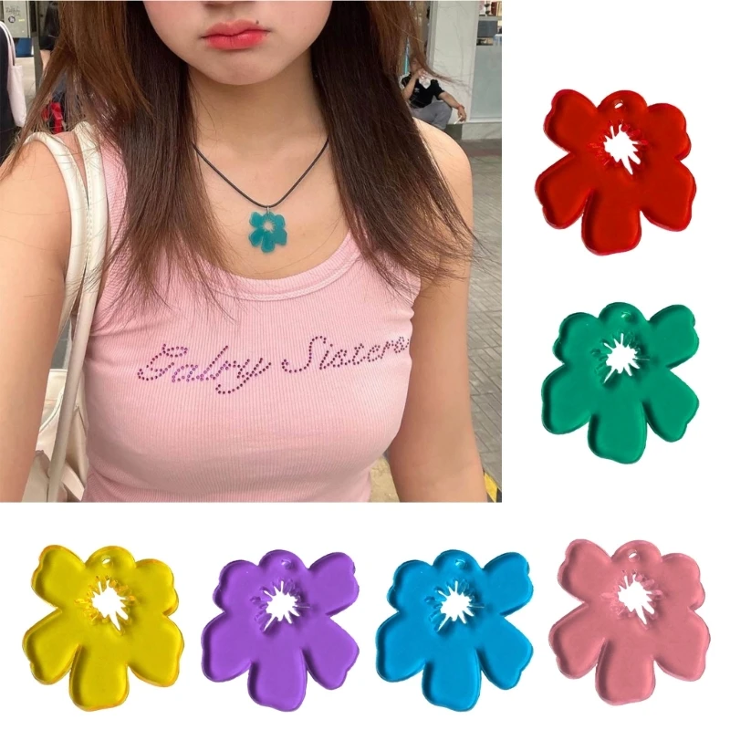 

Acrylic Hollow Flower Charm Pendant Six Petal Flowers for DIY Earring Necklaces Bracelet Jewelry Making Findings Crafts
