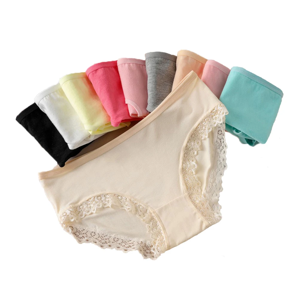 

2pcs Women Briefs Panties Mid-waist Modal Sexy Lace Trend Girl Student Simple Comfortable Wrap Hip Pantie Fashion Female Lady
