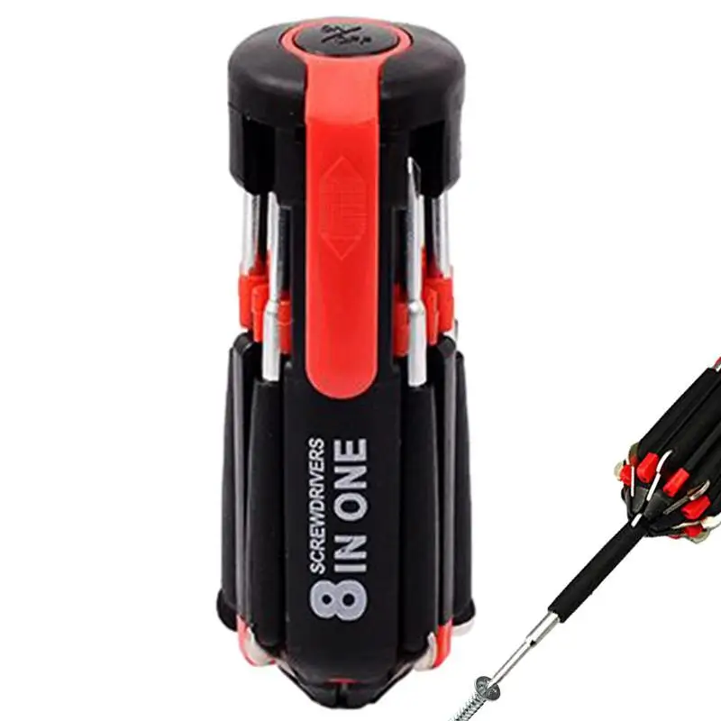 

8 In 1 Slotted Phillips Screwdriver Precision With LED Light Folding Screwdriver Bits Multitool Household Repair Tool