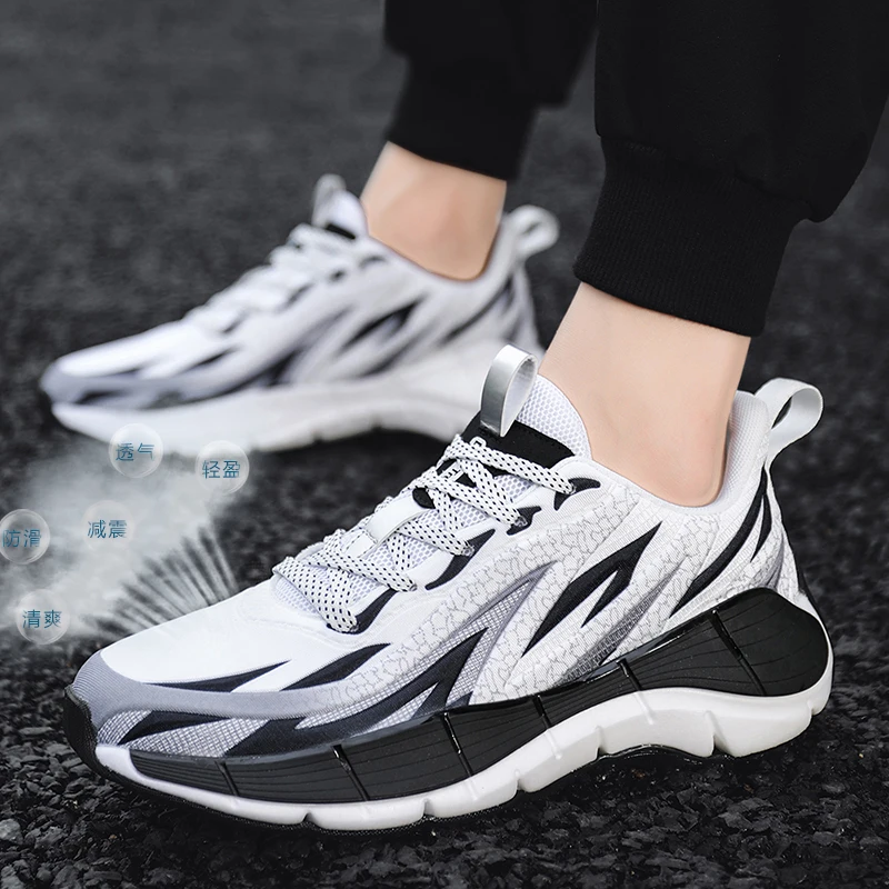 

Casual Men's Sneakers Mesh Lightweight Non-slip Lace Up Cushioning Breathable Sneakers Fashion Brand Cheap Men Running Shoes
