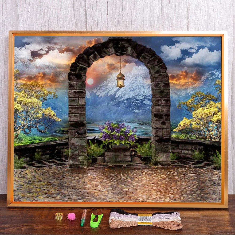 

Пейзаж Цветы сельское море Печатный холст 11CT Вышивка крестом полный комплект вышивка DMC нитки живопись рукоделие Декор