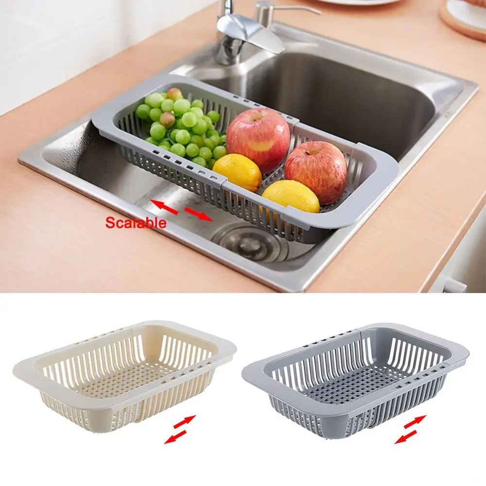 

Accessories Strainer Vegetable Fruit Organizer Adjustable Drain Basket Sink Drain Rack Drying Racks Storage Basket