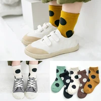 5 pair pack boy socks cotton socks girls socks autumn and winter big polka dot color matching socks childrens cotton socks