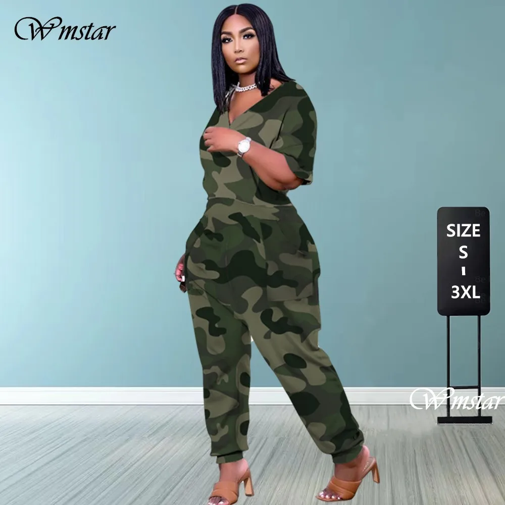 

Plus Size Clothing 3xl Jumpsuit Women Wholesale Items Camouflage Leopard Cargo Casual Hot Sale New One Piece Outfit Dropshipping