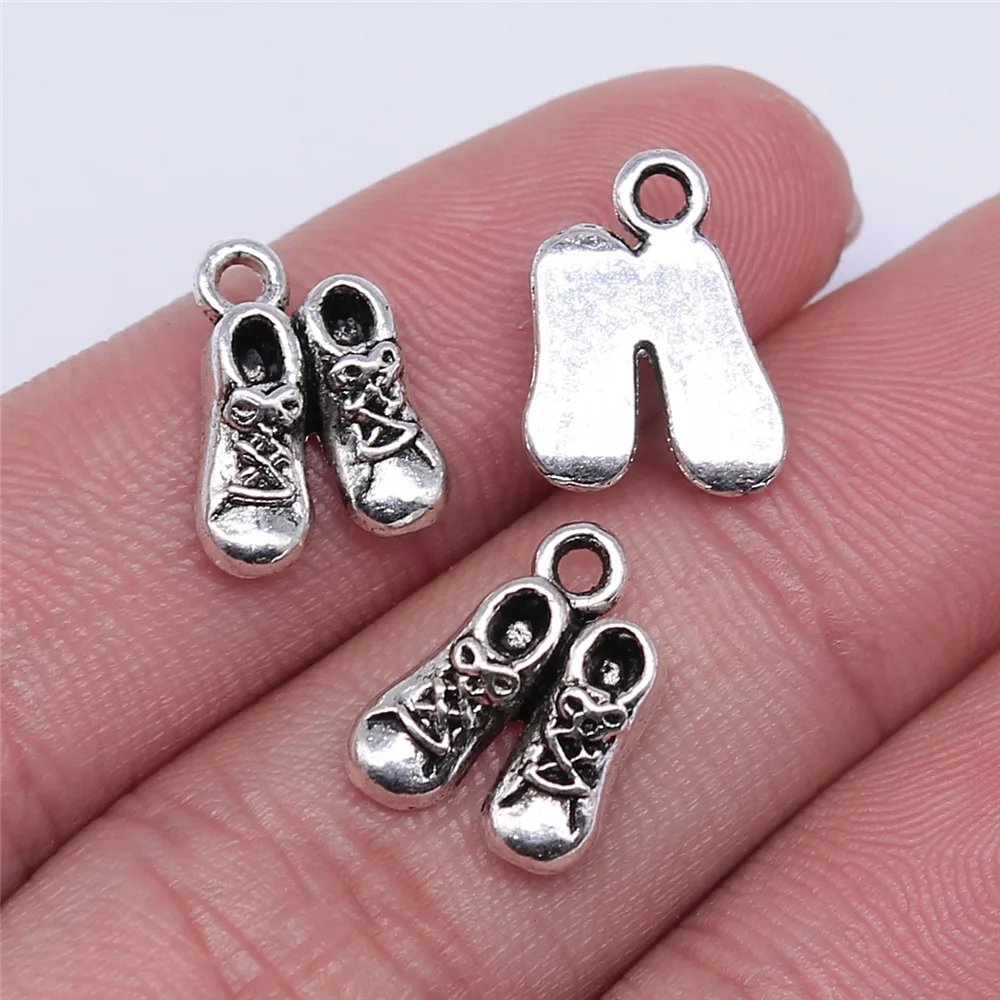 

10pcs 14x10mm Antique Silver Color Baby Shoes Charms For Jewelry Making B11517