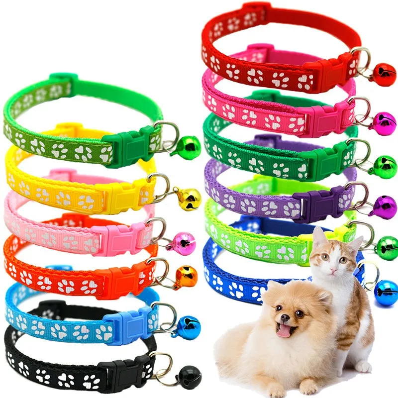 

1pcs 12 Colors Pet Dog Cat Collar Adjustable Pet Dog Cat Collar with Bell Pet Bell Collar for Cat Small Dogs Pet Accessories