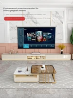 zqlight luxury stone plate laser ultra narrow tv cabinet and tea table combination modern background wall floor cabinet