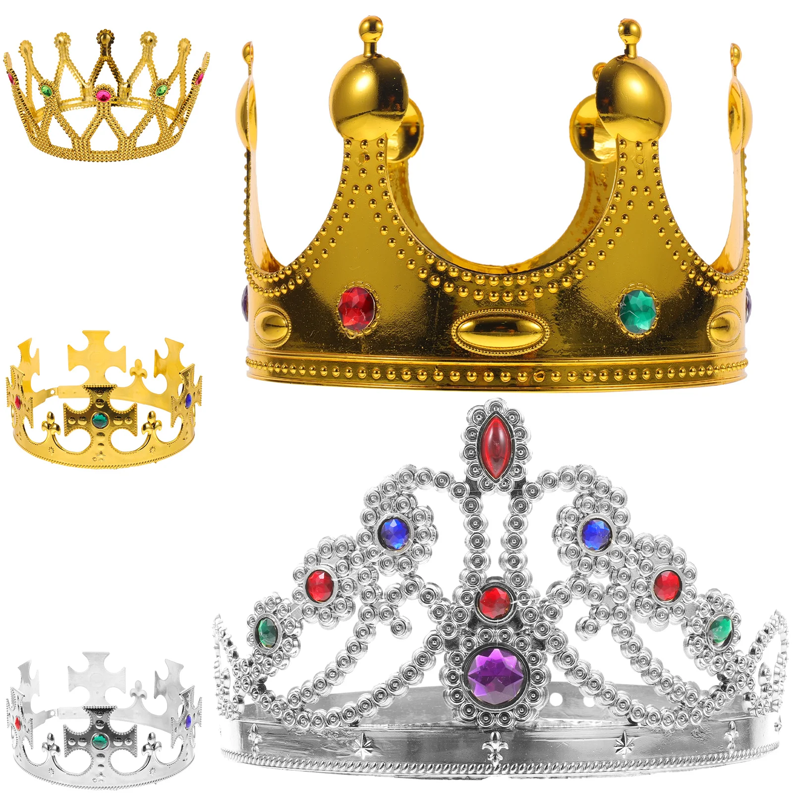 

Tiara Hat King Plastic Medieval Headband Hats Girls Party Tiaras Little Costume Vintage Crystal Jewels Mardi Prince Prom Royal