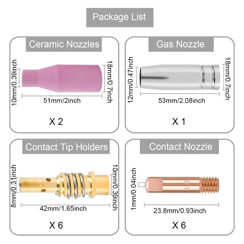 15 шт. расходные материалы для сварочной горелки 1 0 мм контактные наконечники