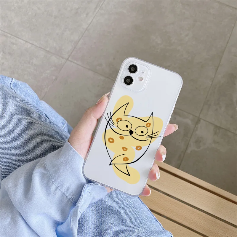 

Girl Love Cute Pet Cat Phone Case For Apple iPhone 13 12 11 Pro Max X XR XS 7 8 Plus Mini Personalized Transparent Soft Cover