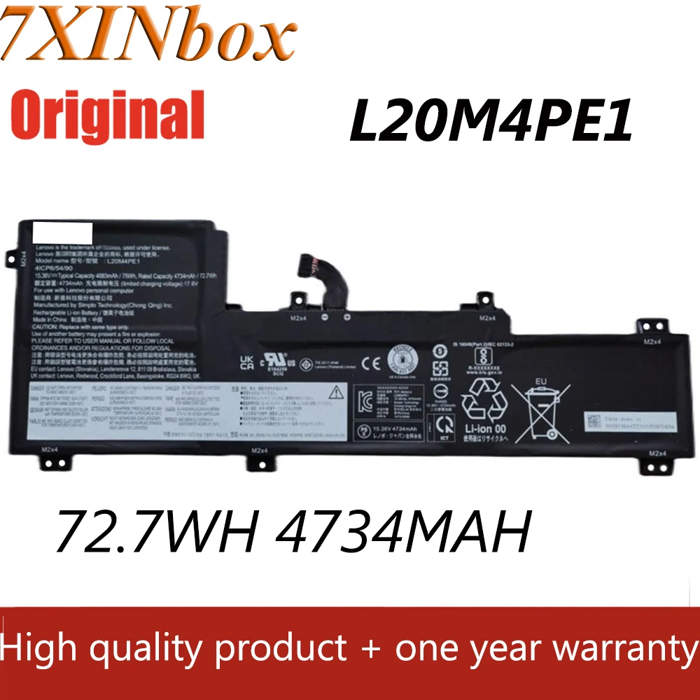 

7XINbox 15.36V 72.7Wh 4734mAh L20M4PE1 Laptop Battery For Lenovo IdeaPad 5 Pro-16ACH6 Pro-16IHU6 IdeaPad Creator 5-16ACH6 Series