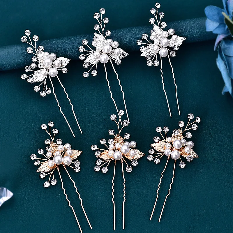 

Brides Head Comb Pearls Pearl Headpieces Sticks Gorgeous Flower Wedding Accessories Hairpins Set Headwear