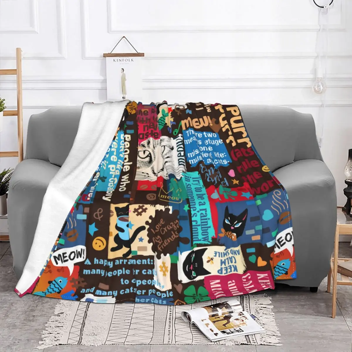 Купить Cat Lover Blanket Fleece All Season Quotes About Cats Portable