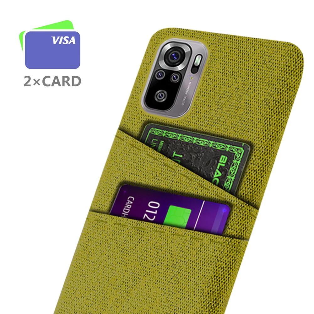 

Dual Card Fabric Cloth Case For Xiaomi Redmi Note 10 11 9 Pro 10s 9s 8 7 Pro 9 9A Poco F3 X3 NFC GT M4 Mi 11 10T 11T Pro Lite