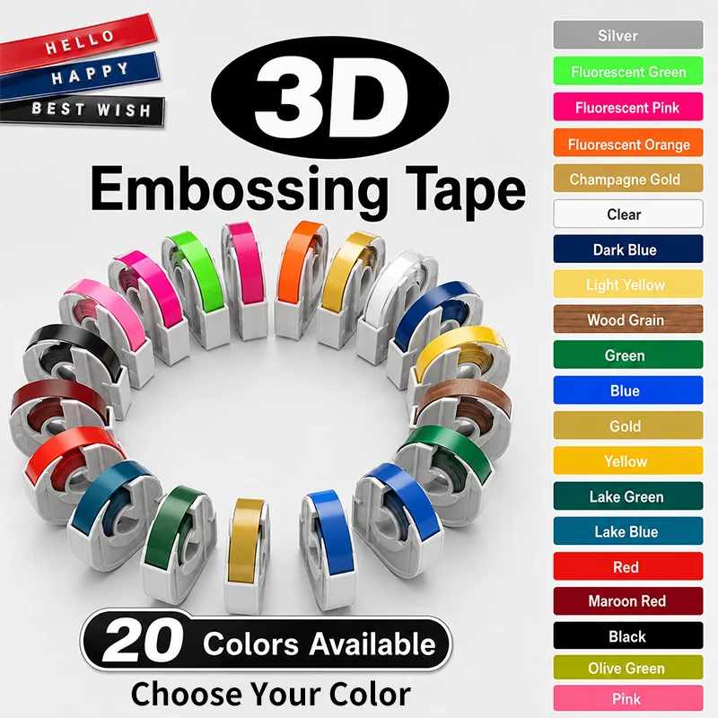 Фото Лента для 3D-этикеток, совместимая с Dymo 3D Label Tape, для этикетировочных машин Dymo 12965, 1880, 1610, Motex E101, E202, B90, Typewriter №1