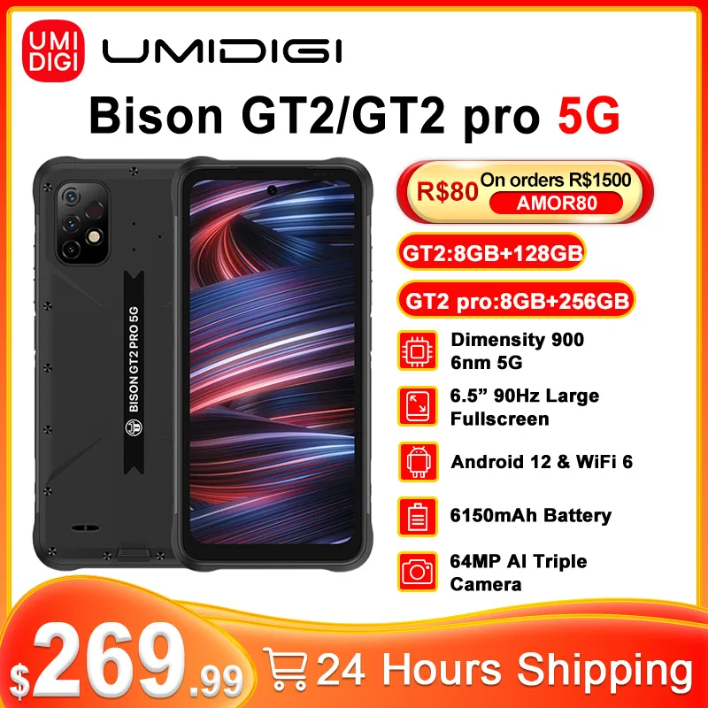 Смартфон UMIDIGI BISON GT2 PRO 6 5 дюйма NFC FHD + 64 мп IP68 IP69K Android 12 дюймов |