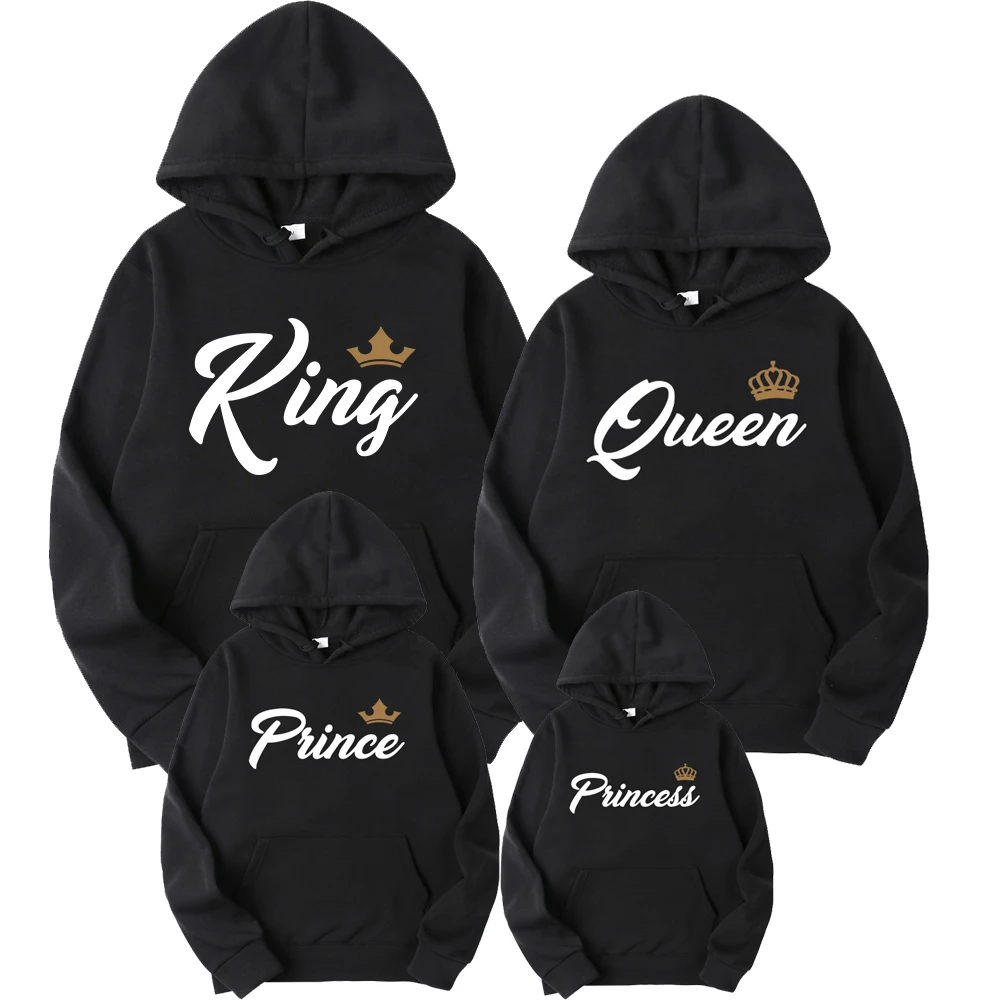 

Fashion King Queen Prince Princess Printing Family Sweater Suit Couple Hoodie Parent-child Clothes Sportwear Hooded Sweatershirt