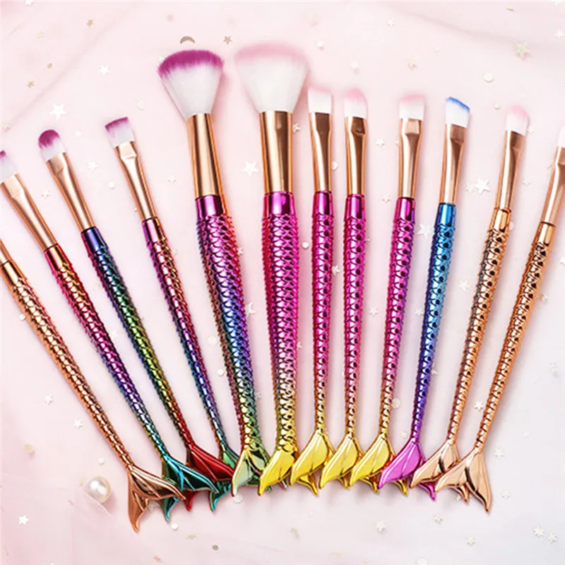 Кисти для макияжа русалки 4 шт./компл. мягкая пушистая блестящая кисть подводка